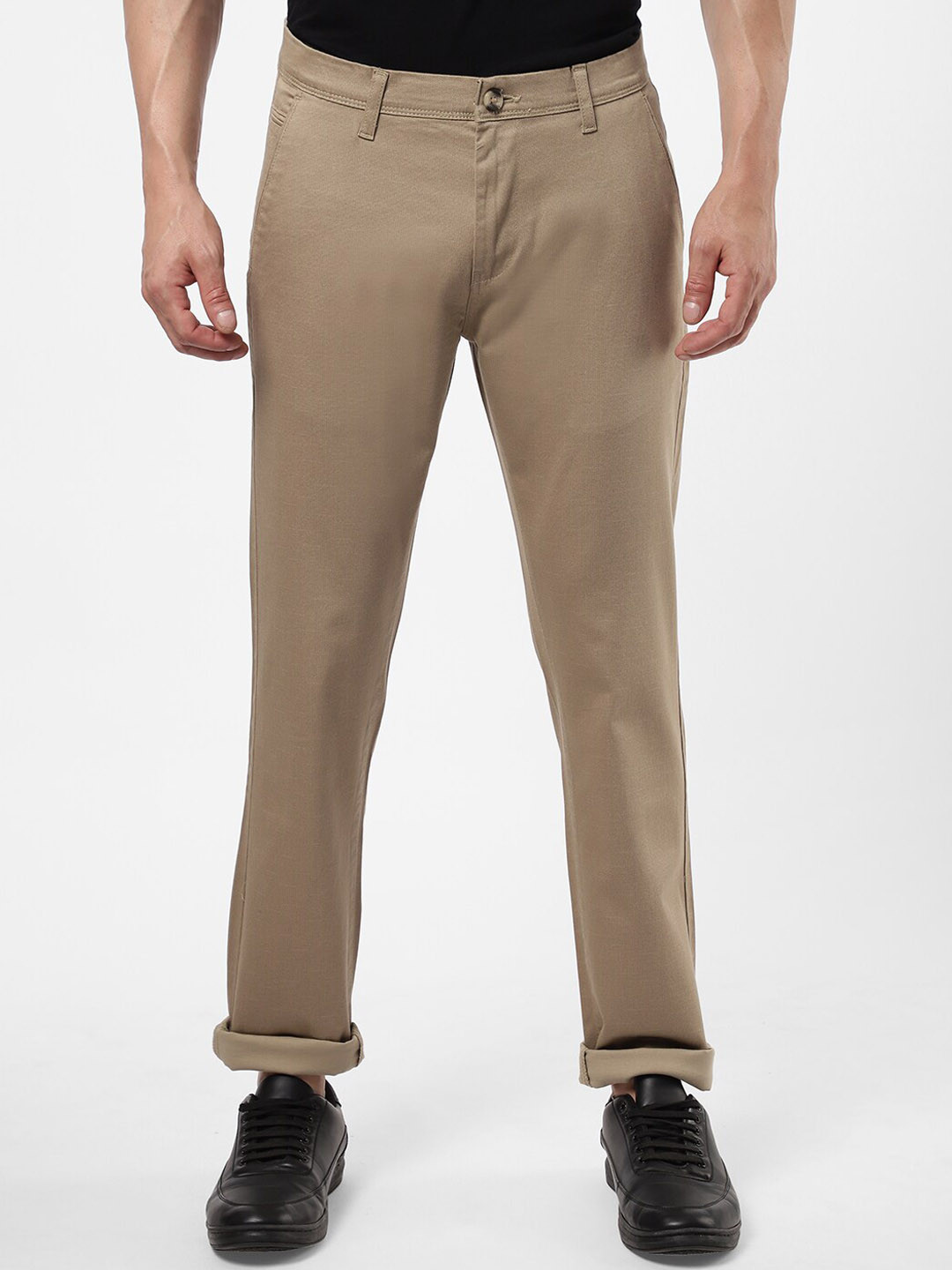 

R&B Men Khaki Cotton Chinos Trousers