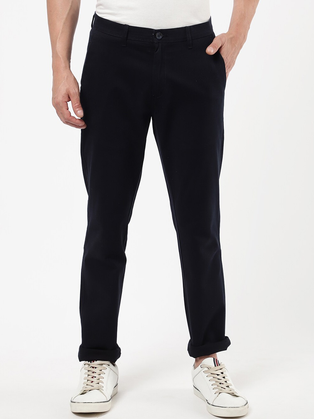 

R&B Men Blue Cotton Chinos Trousers