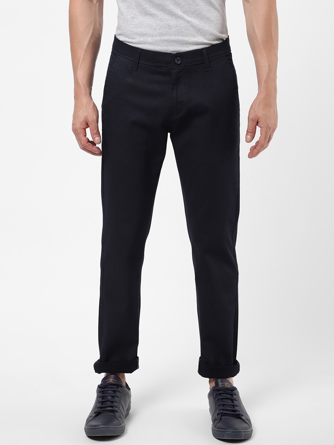 

R&B Men Blue Cotton Chinos Trousers