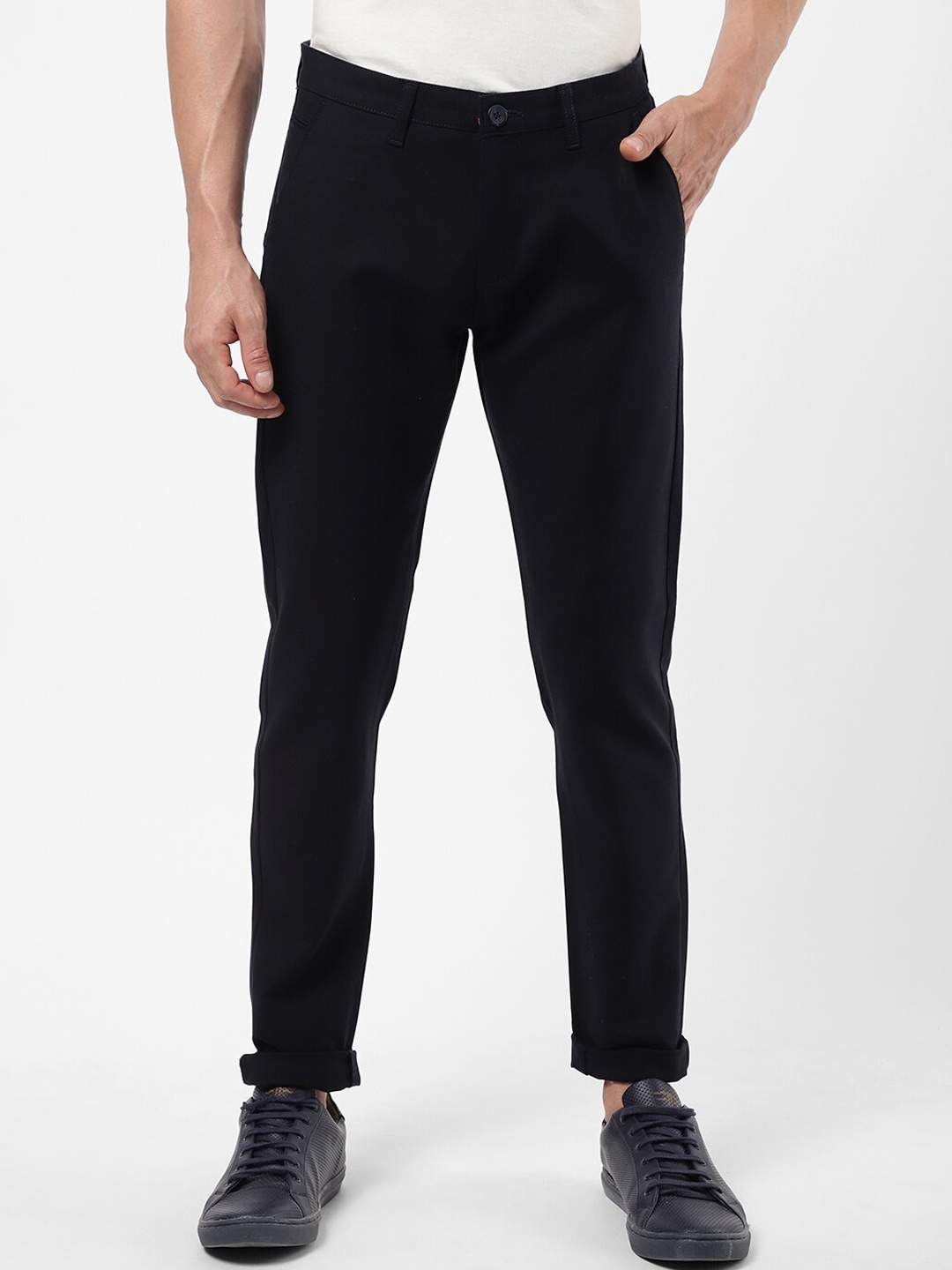 

R&B Men Cotton Chinos Trousers, Navy blue