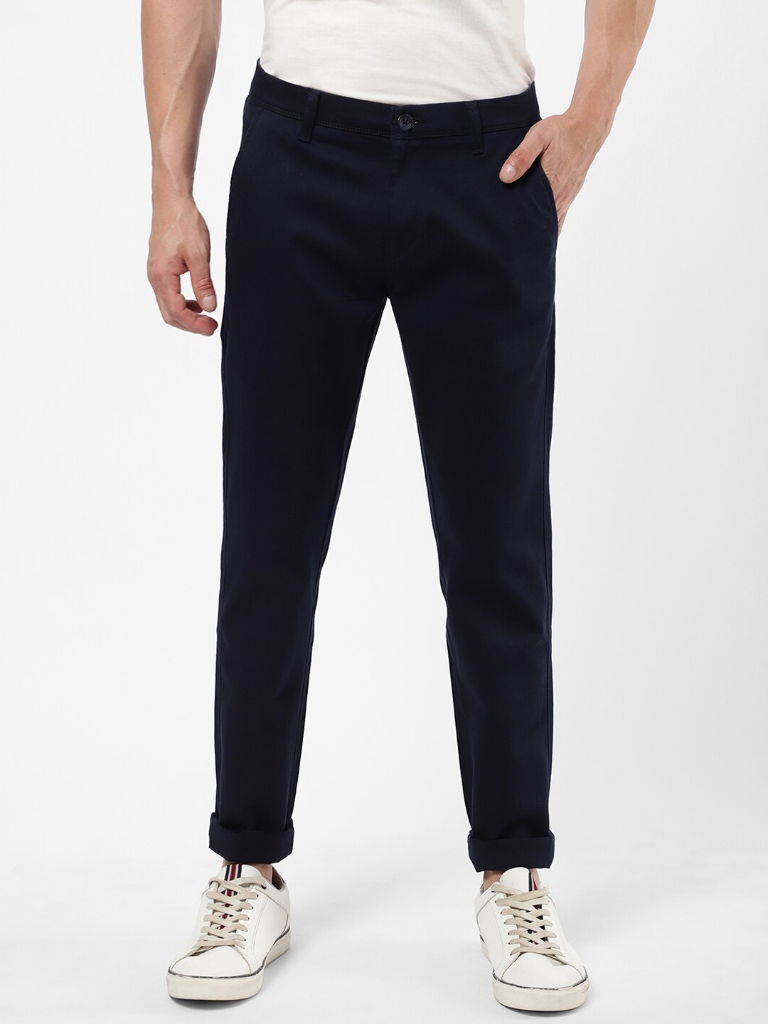 

R&B Men Blue Cotton Chinos Trousers