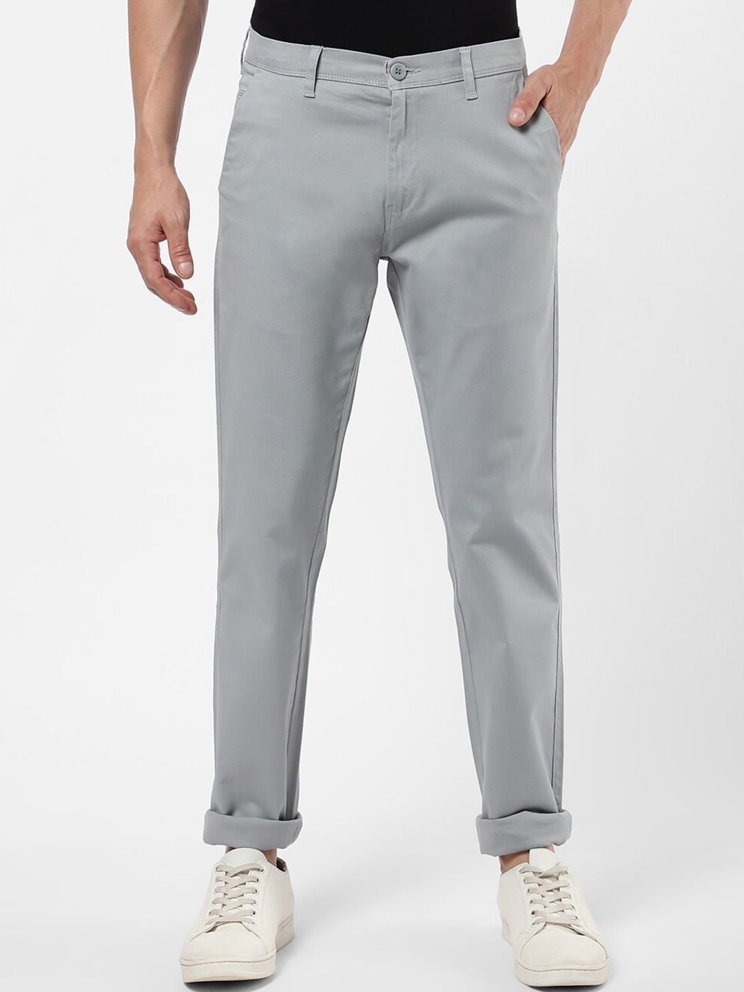 

R&B Men Blue Cotton Chinos Trousers