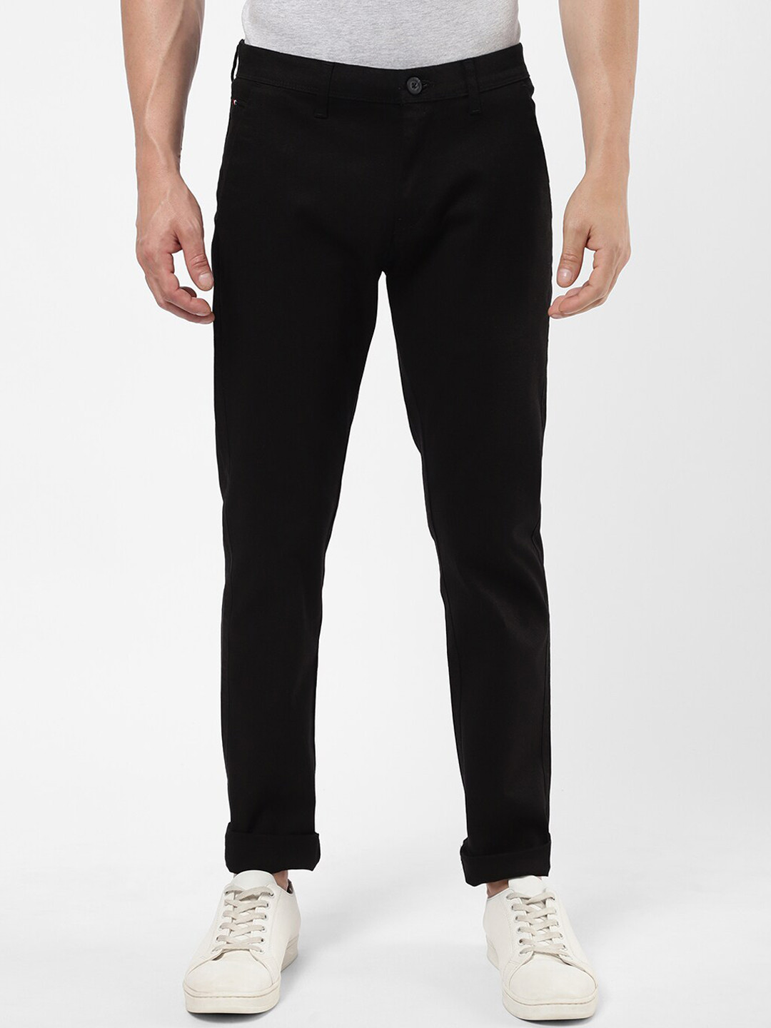 

R&B Men Black Cotton Chinos Trousers