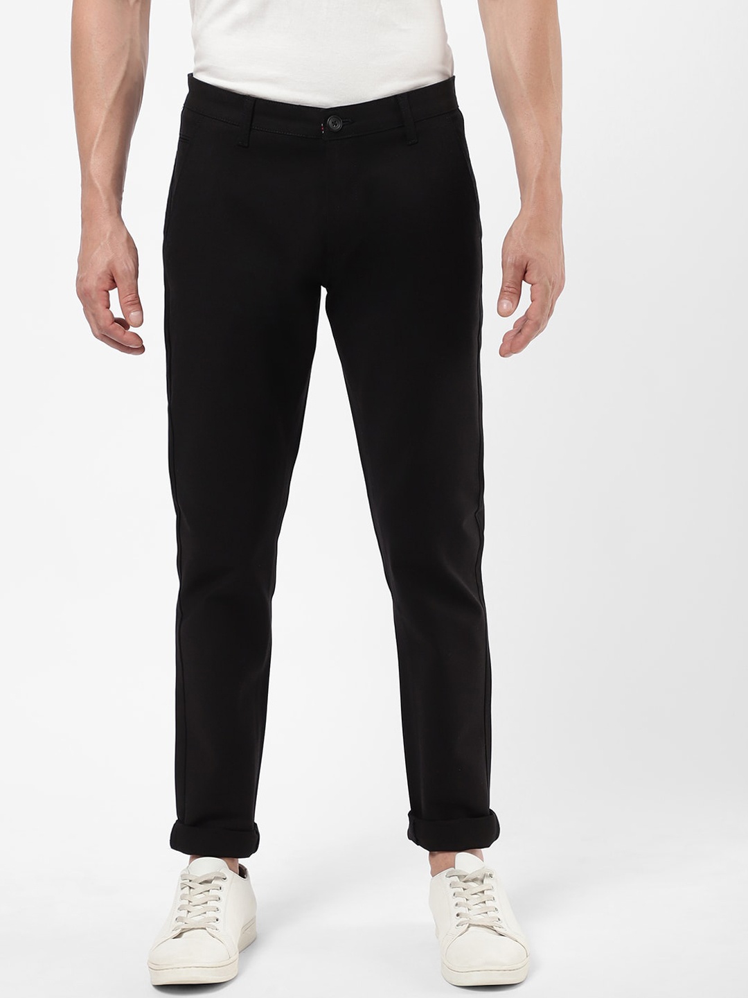 

R&B Men Black Cotton Chinos Trousers