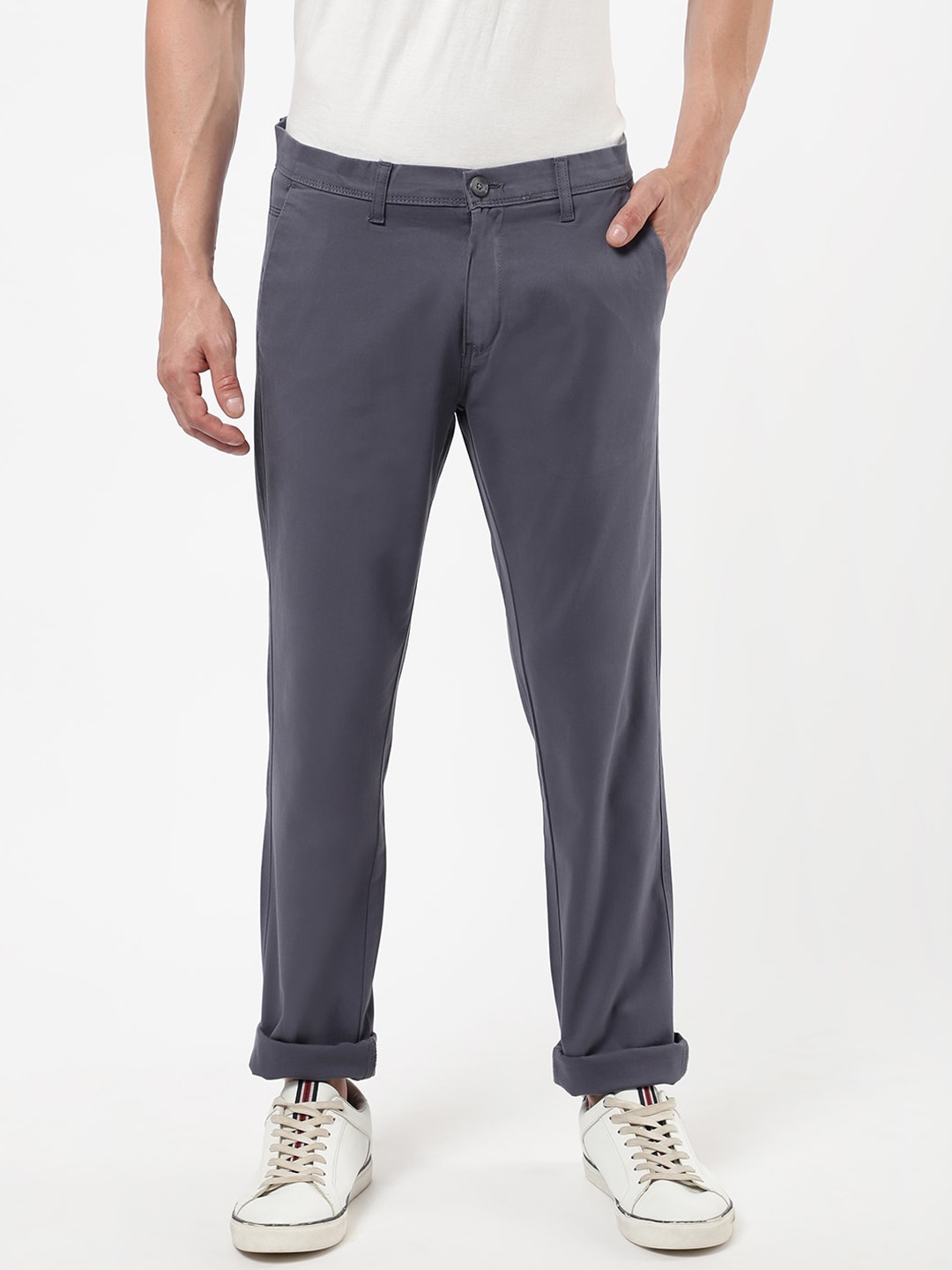 

R&B Men Blue Cotton Chinos Trousers