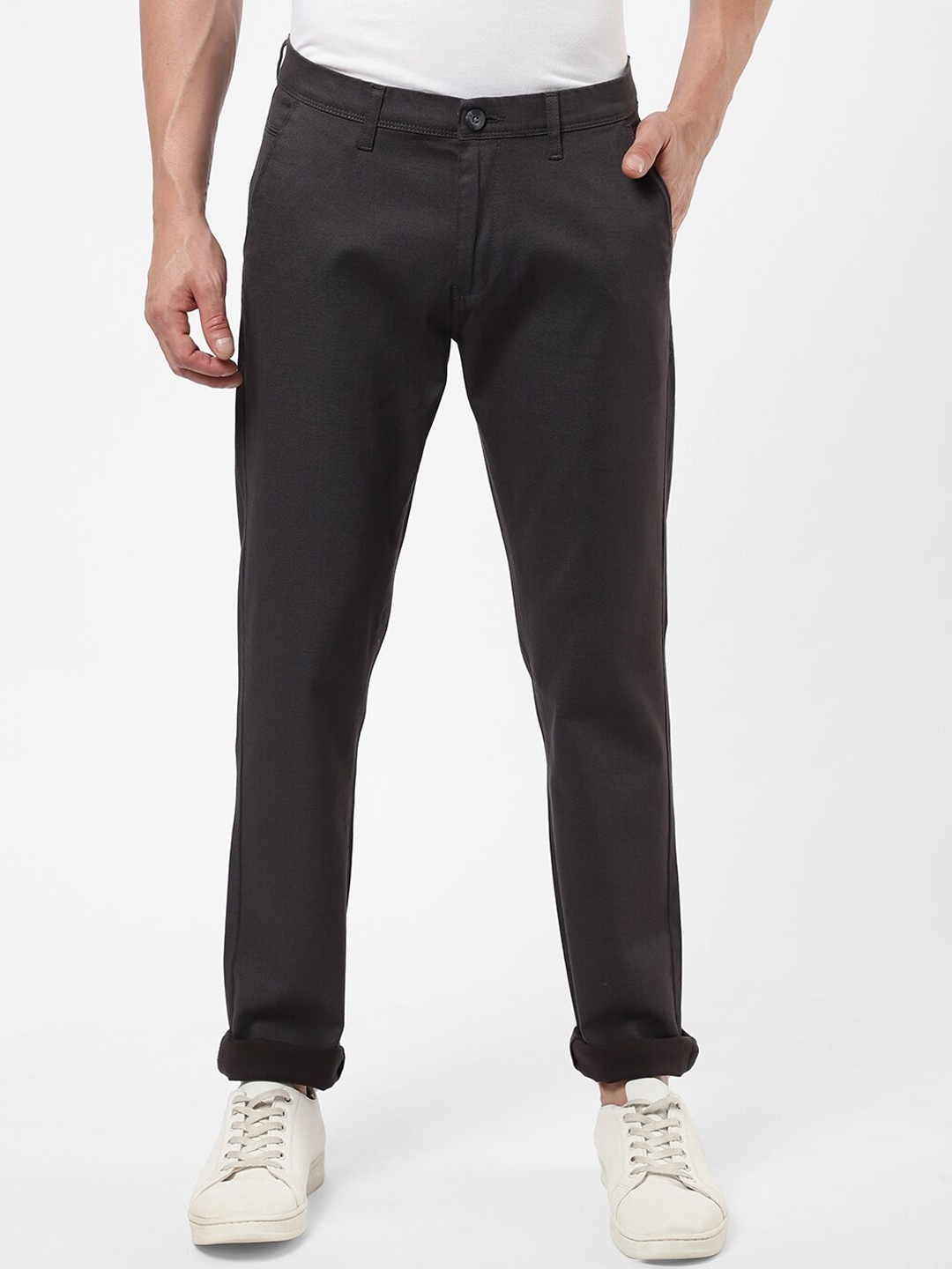 

R&B Men Black Cotton Chinos Trousers