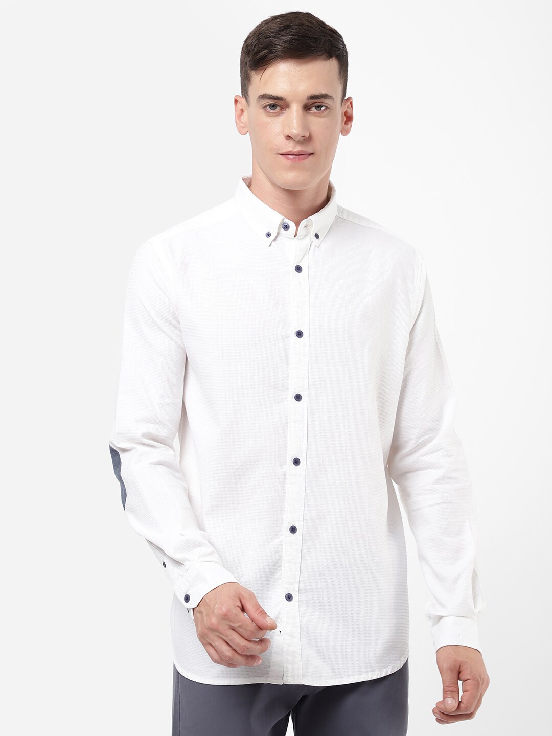 

R&B Men White Cotton Casual Shirt