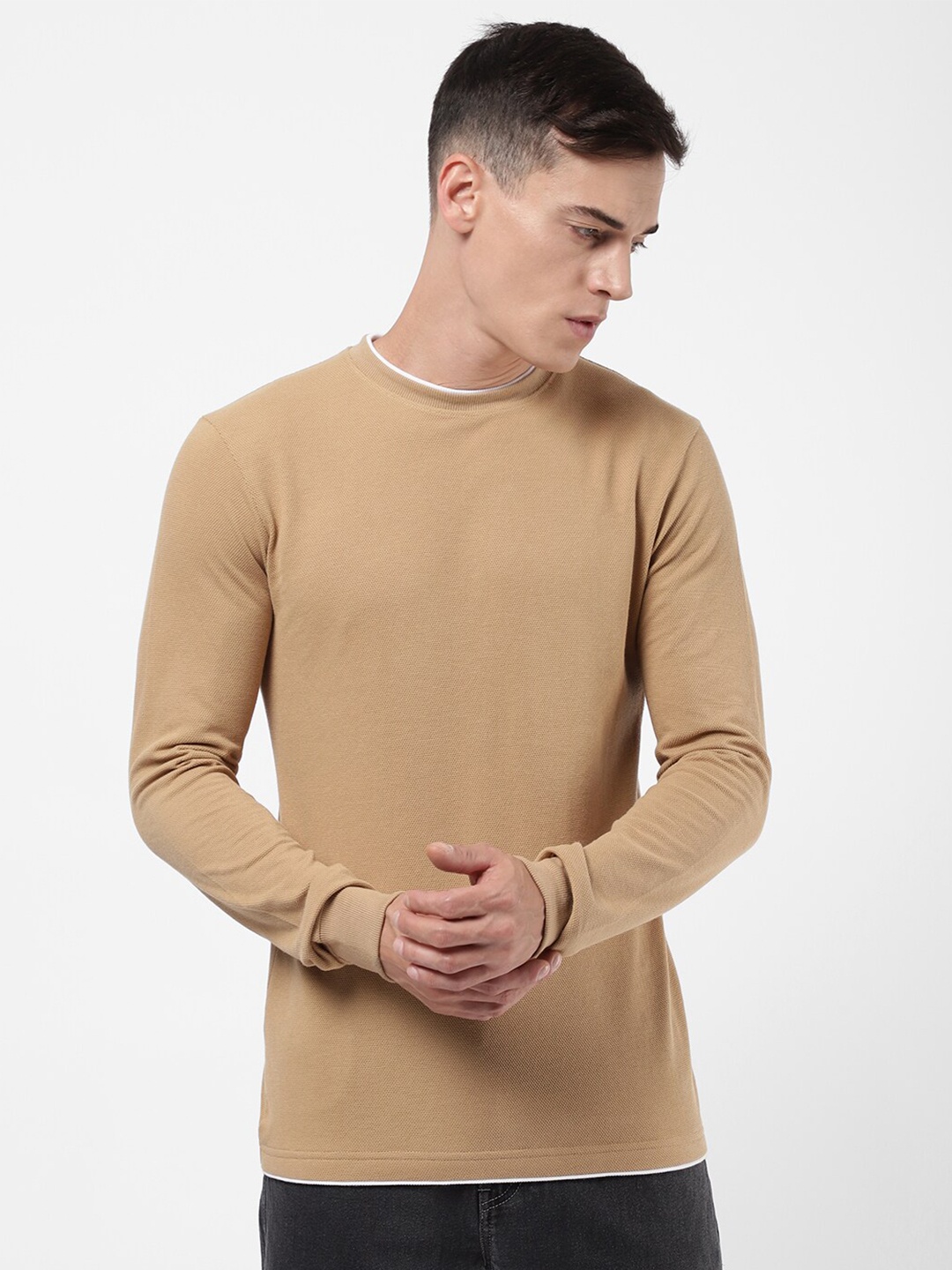 

R&B Men Brown Cotton T-shirt