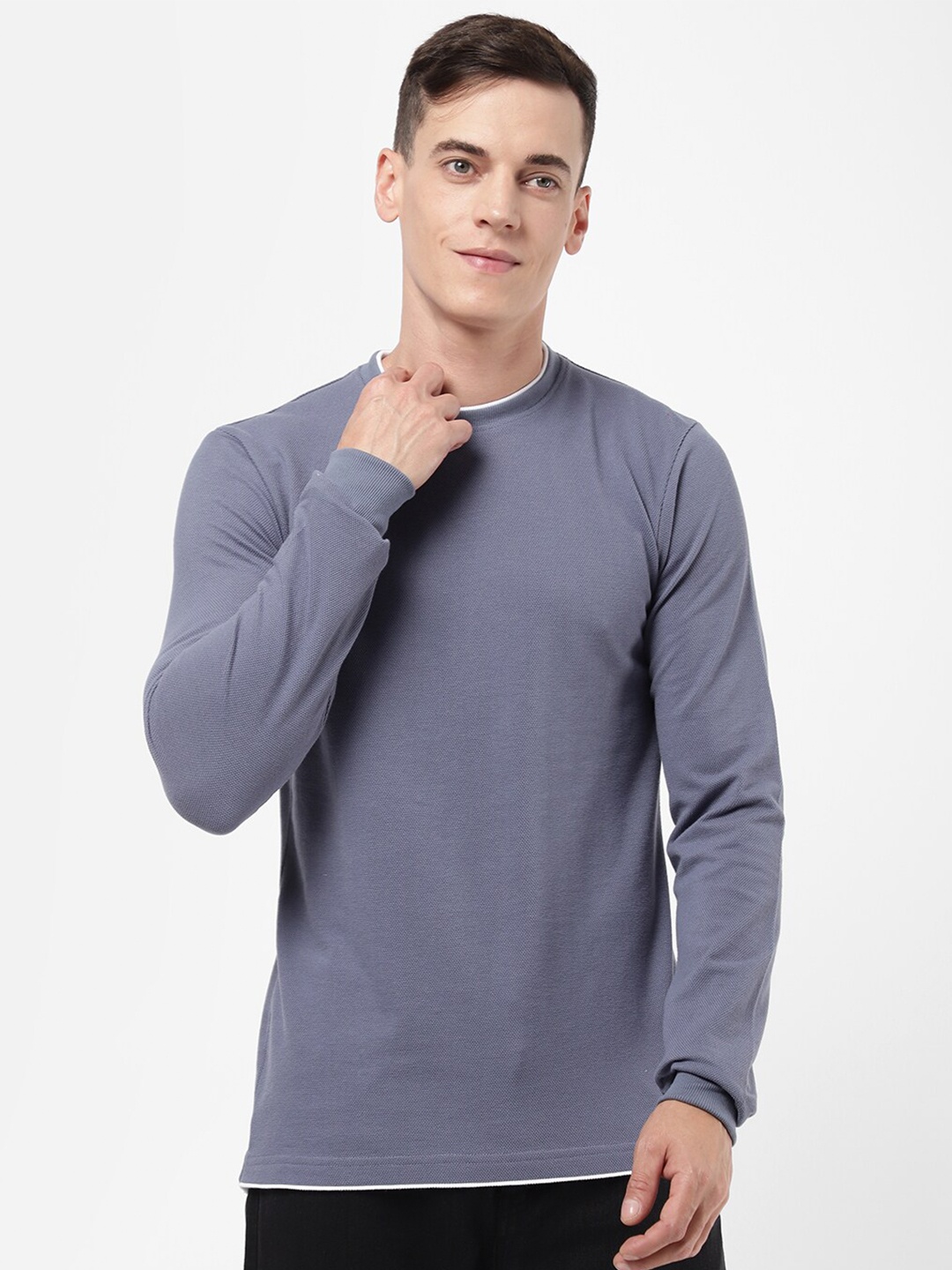

R&B Men Blue Cotton T-shirt