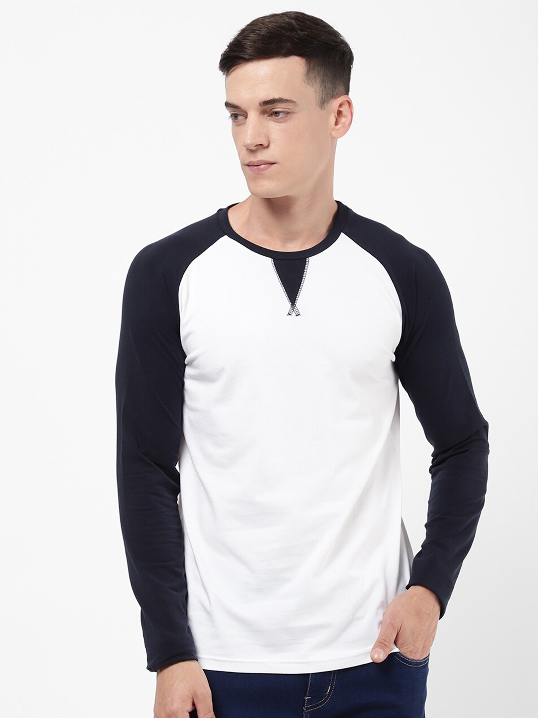 

R&B Men White Colourblocked T-shirt