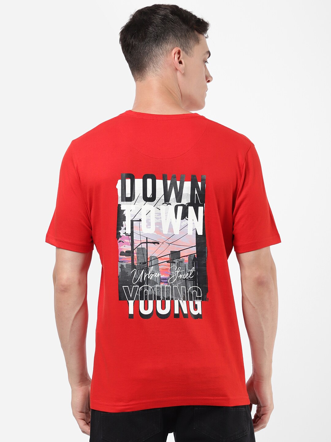 

R&B Men Red Typography Printed T-shirt