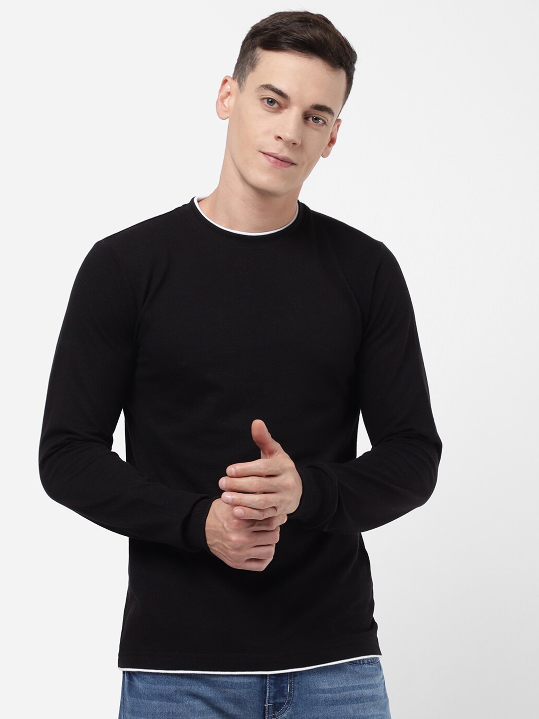 

R&B Men Black Cotton T-shirt