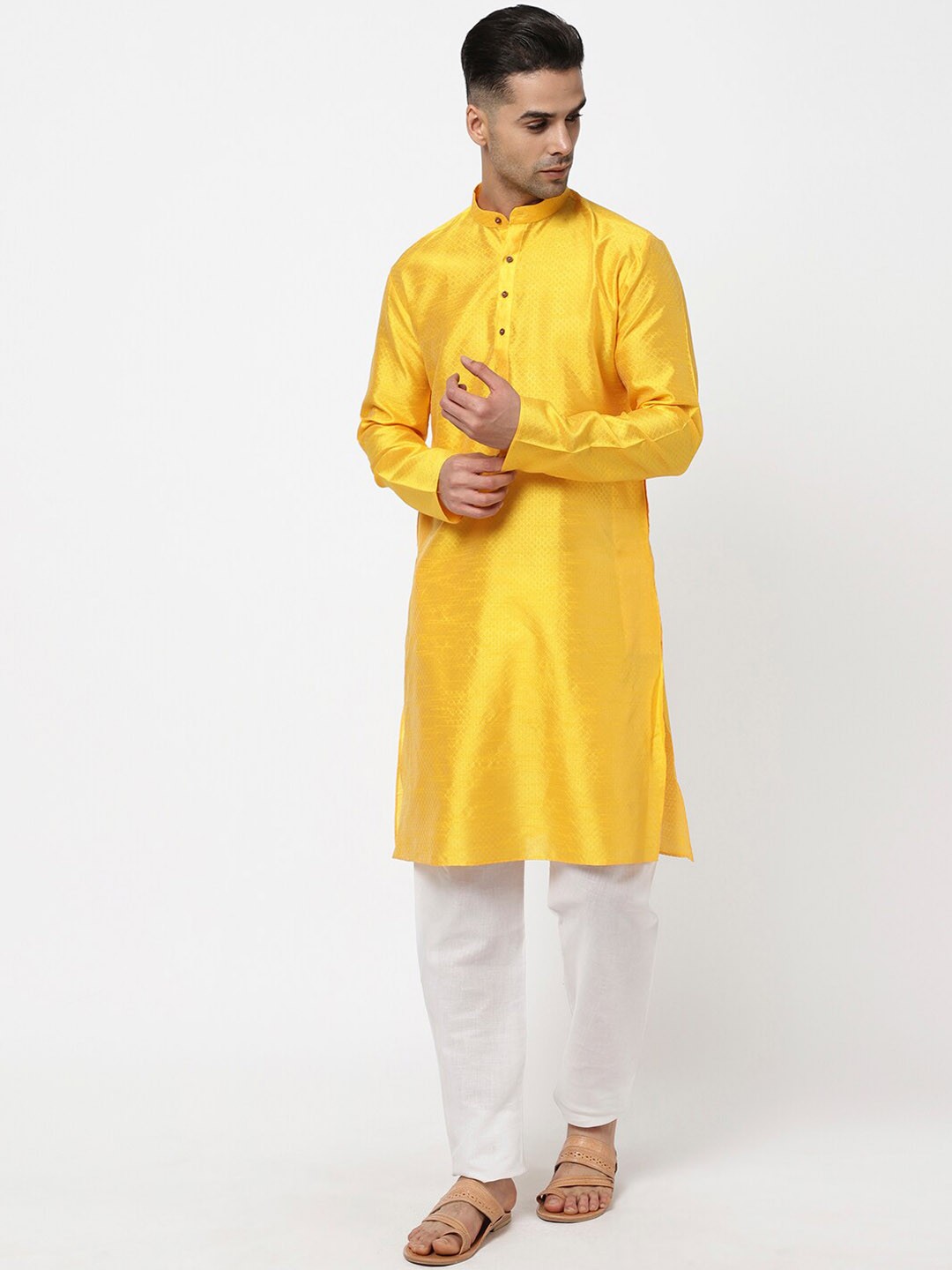 

R&B Men Yellow Cotton Kurta