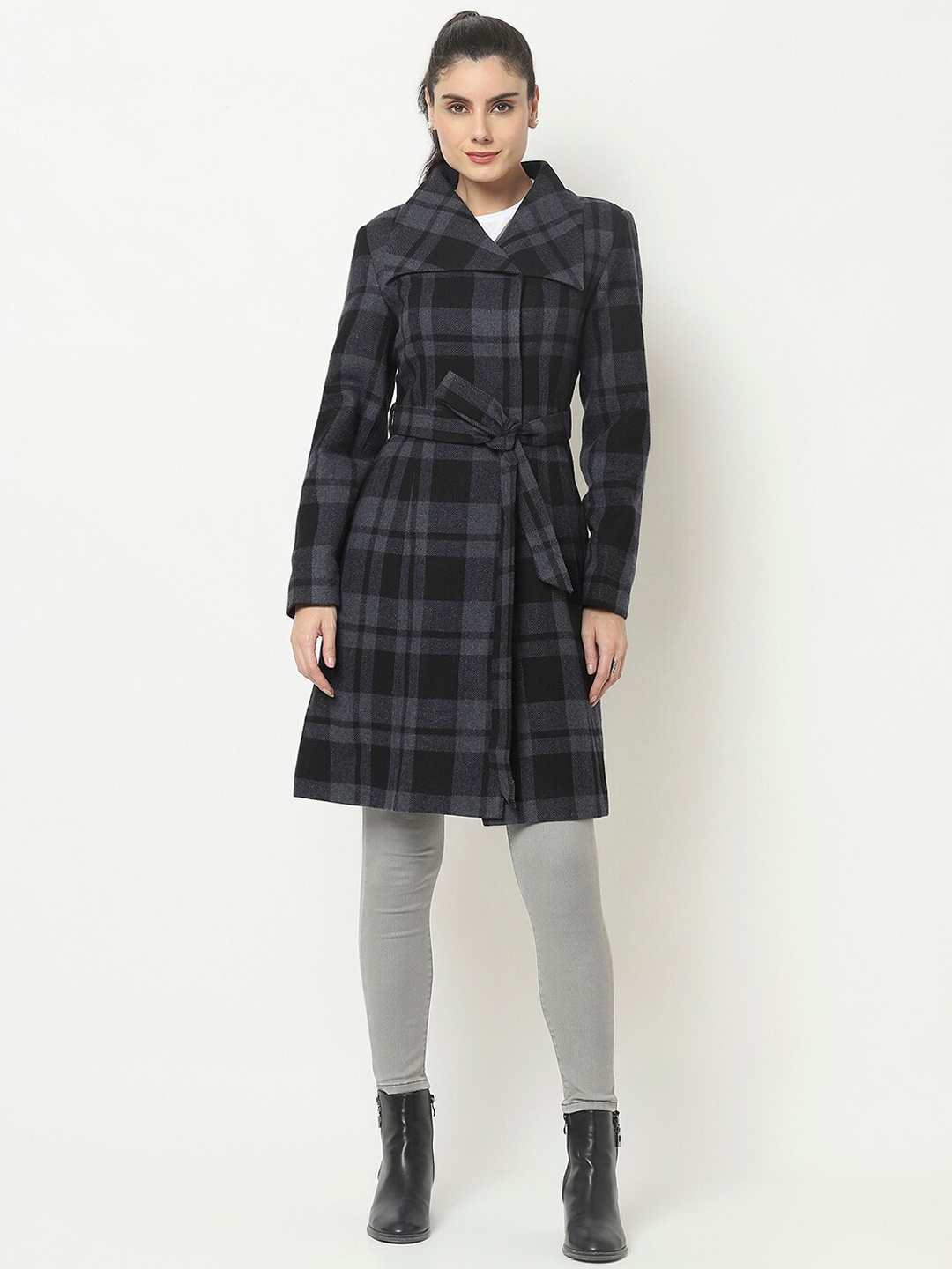 

Owncraft Women Black Checked Winter Coat