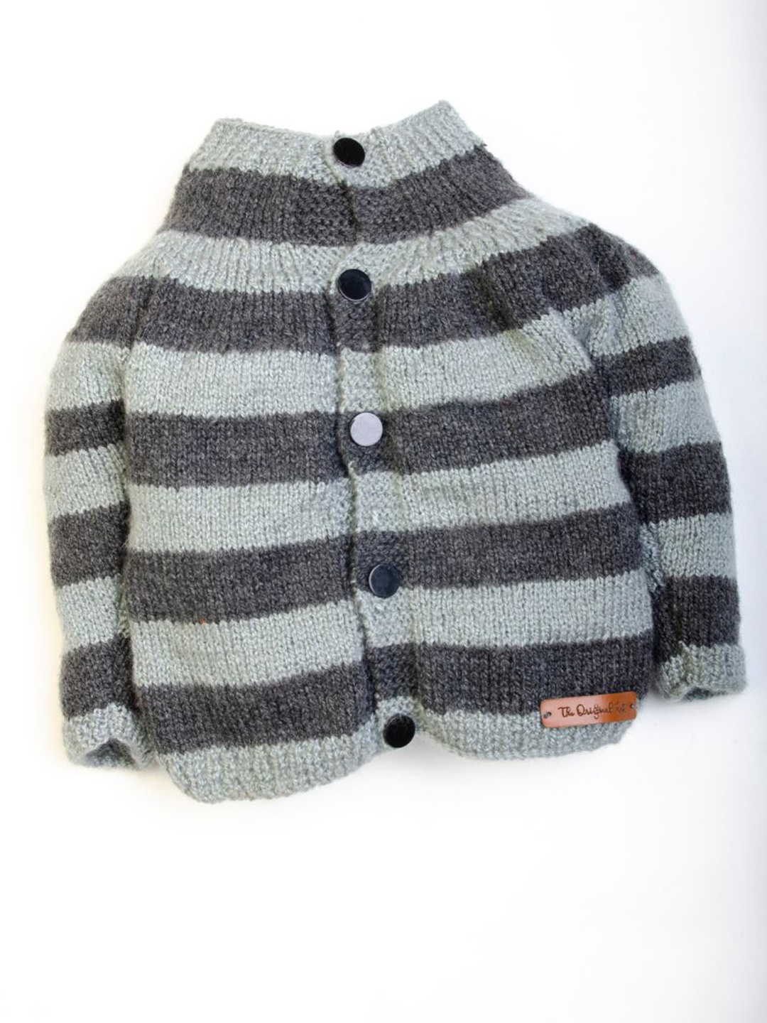 

The Original Knit Infants Girls Grey Striped Cardigan Sweater