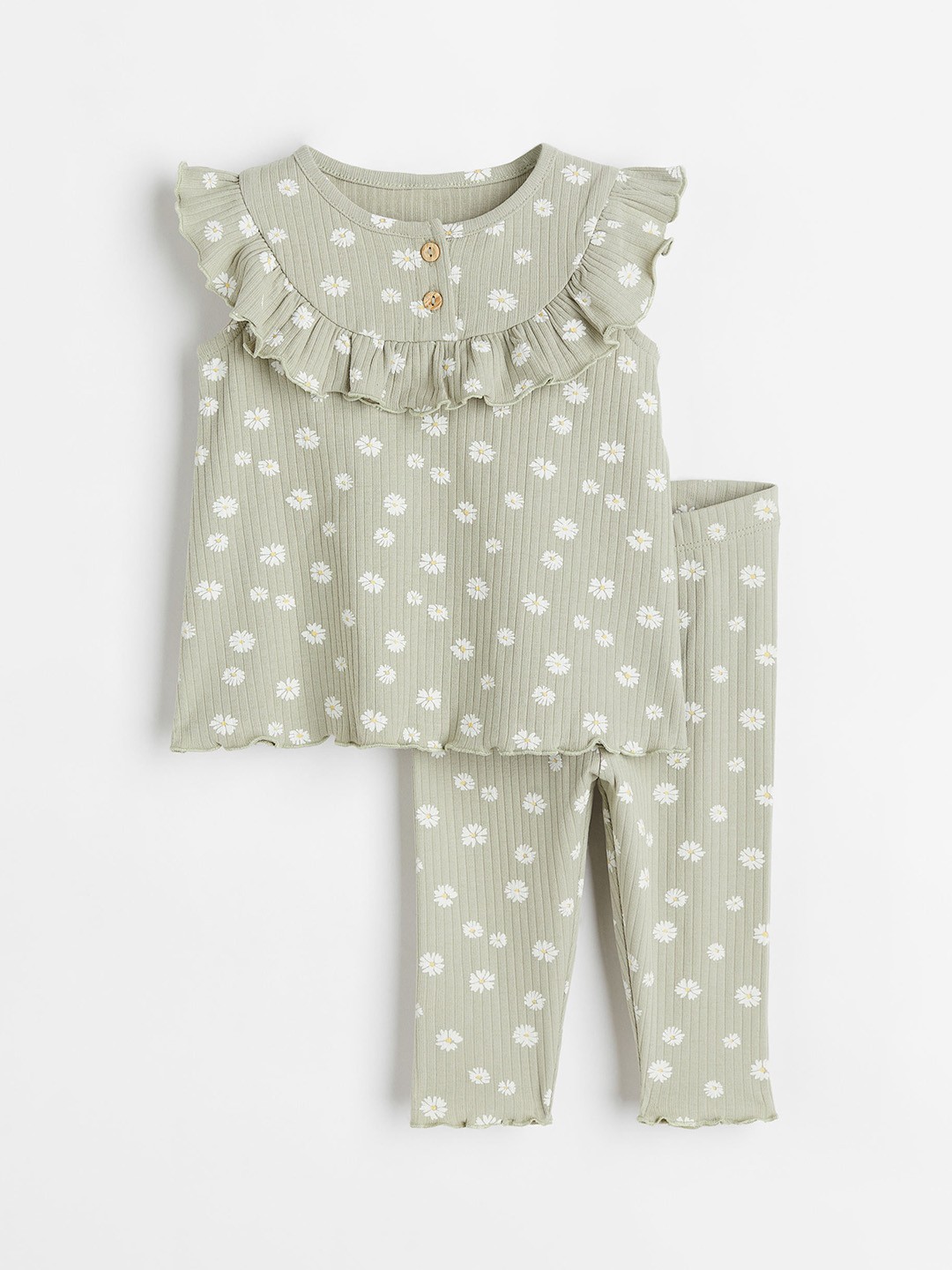 

H&M Girls Green 2-Piece Cotton Set