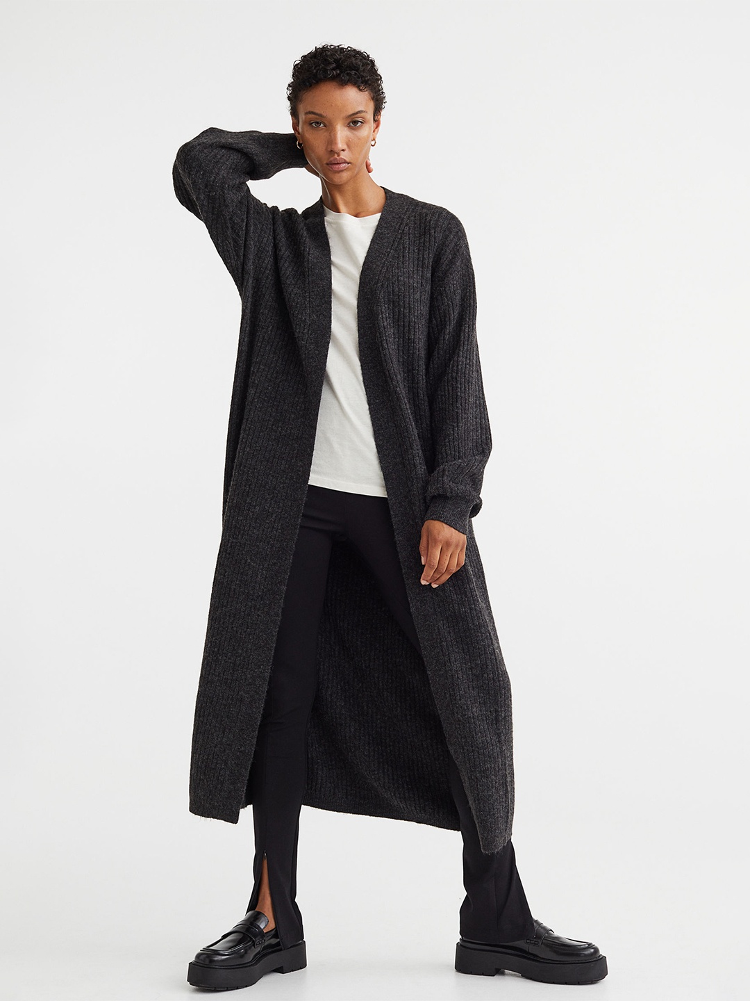 

H&M Women Black Long Cardigan