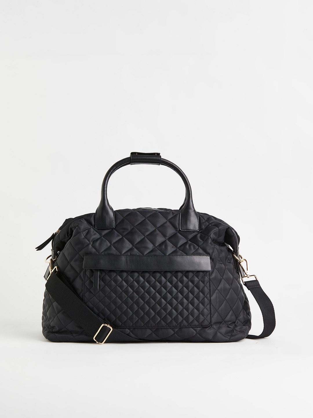 

H&M Black Structured Handheld Bag with Quilted