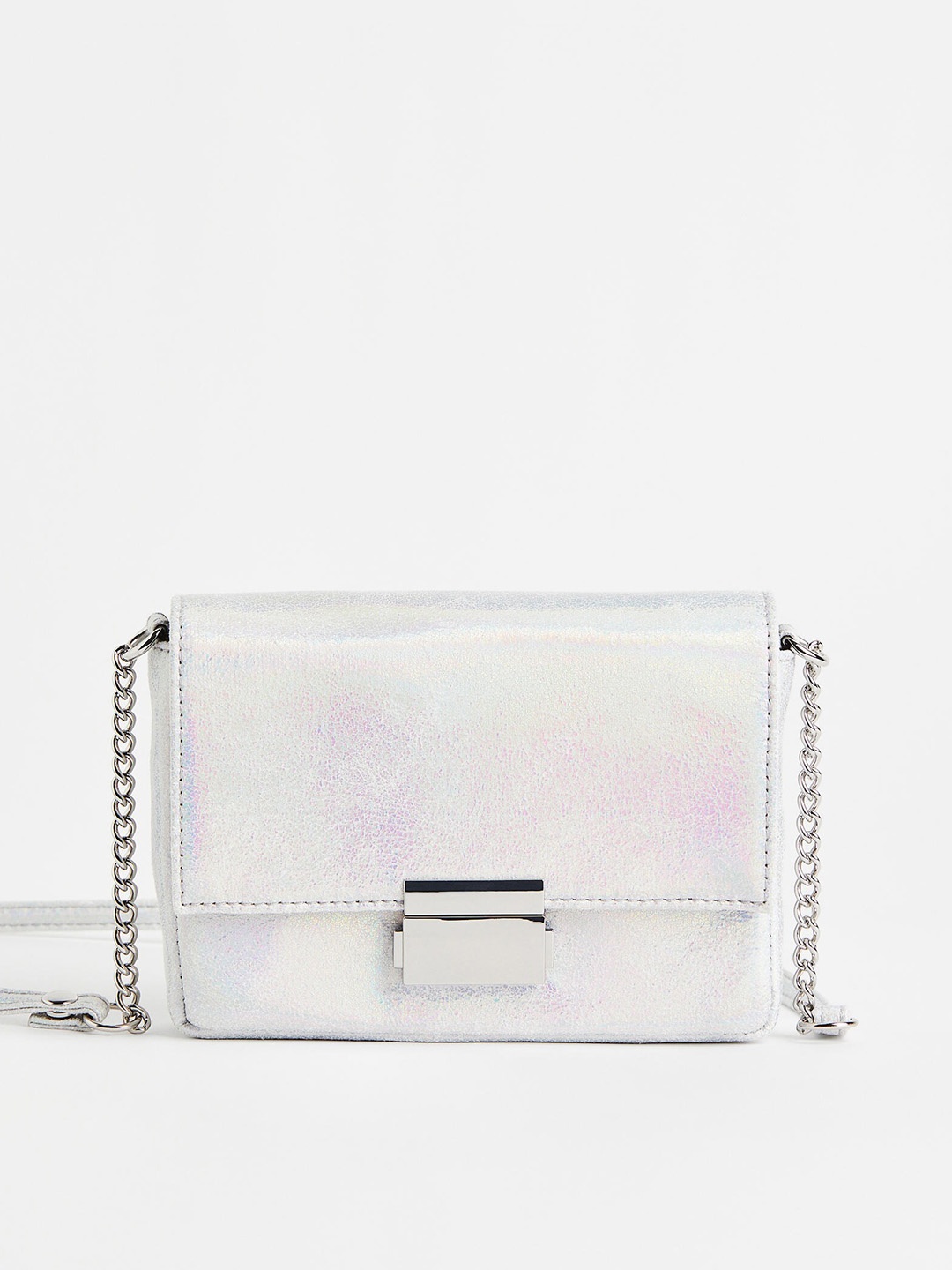 

H&M Women Silver Toned Shimmering Metallic Shoulder Bag