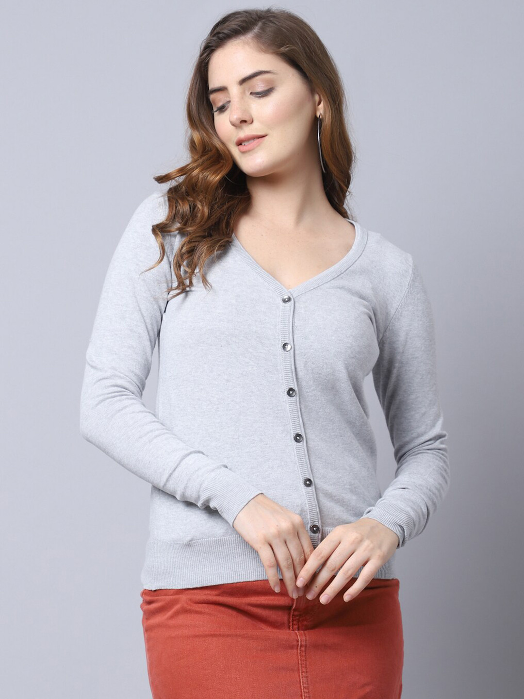 

GRACIT Women Grey Cardigan Sweater