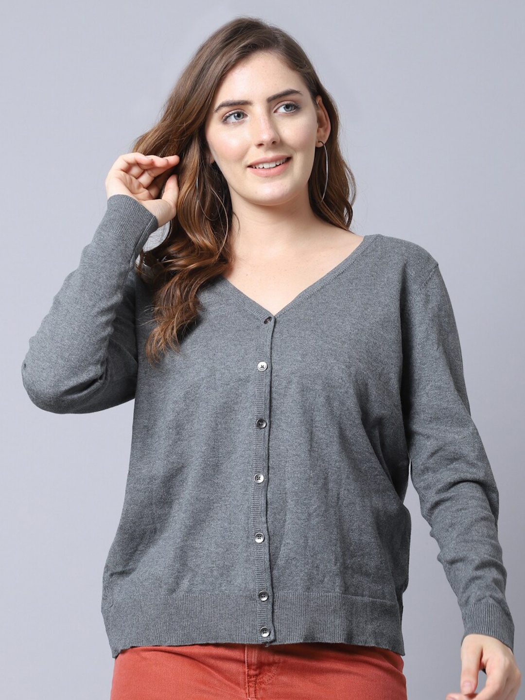 

GRACIT Women Grey Cardigan Sweater