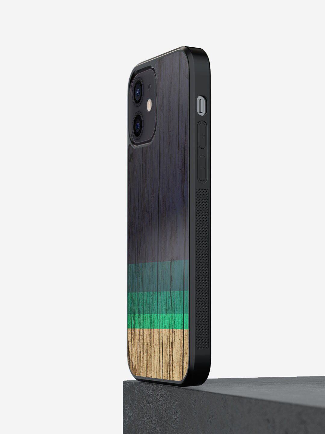 

macmerise Blue & Green Printed Wood Stripes Design iPhone 12 Mini Bumper Back Case