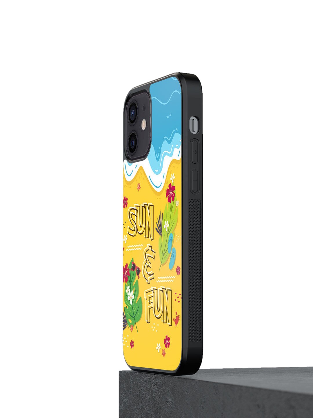 

macmerise Yellow & Blue Printed Rubber iPhone 12 Mini Bumper Phone Back Case