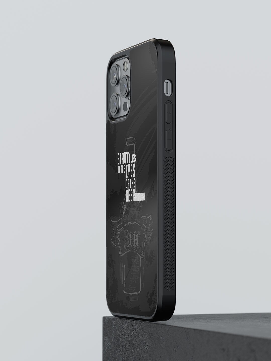 

macmerise Black Printed Beer Holder Design iPhone 12 Pro Bumper Phone Back Case