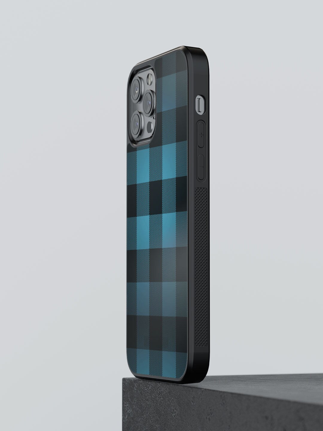 

macmerise Blue Checkmate iPhone 12 Pro Bumper Mobile Phone Case, Black