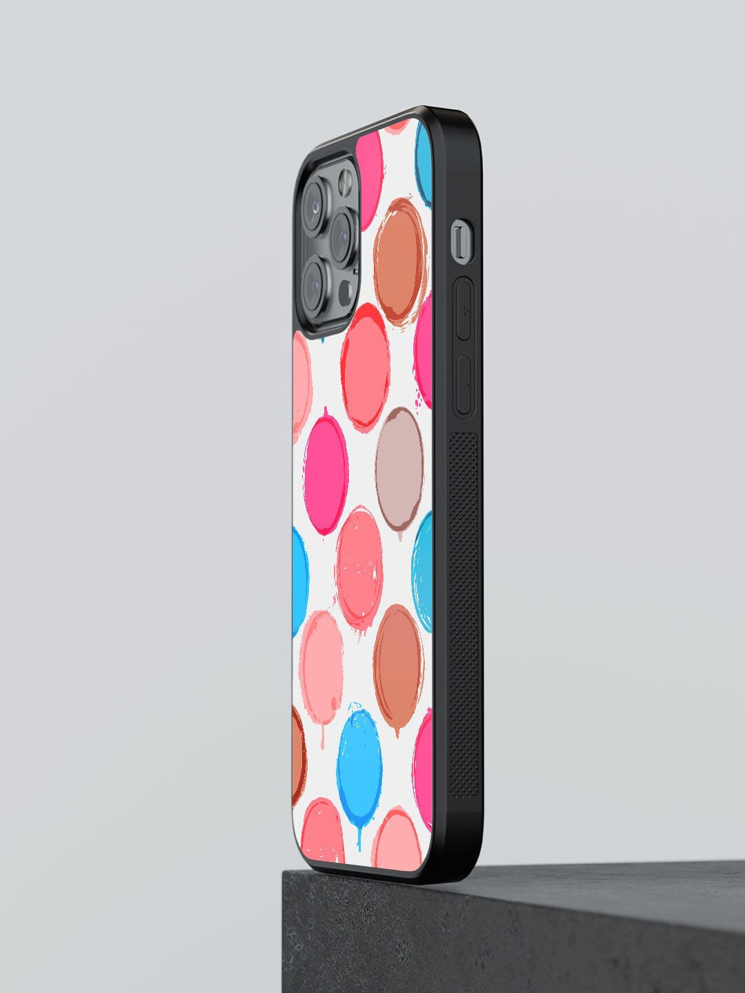 

macmerise White & Pink Printed Polka Dot Canvas Design iPhone 12 Pro Back Case