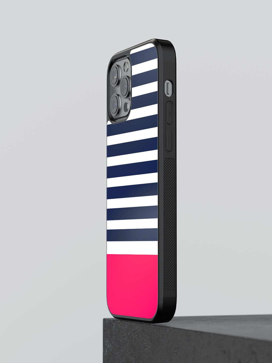

macmerise Blue and White Stripes Design iPhone 12 Pro Back Case