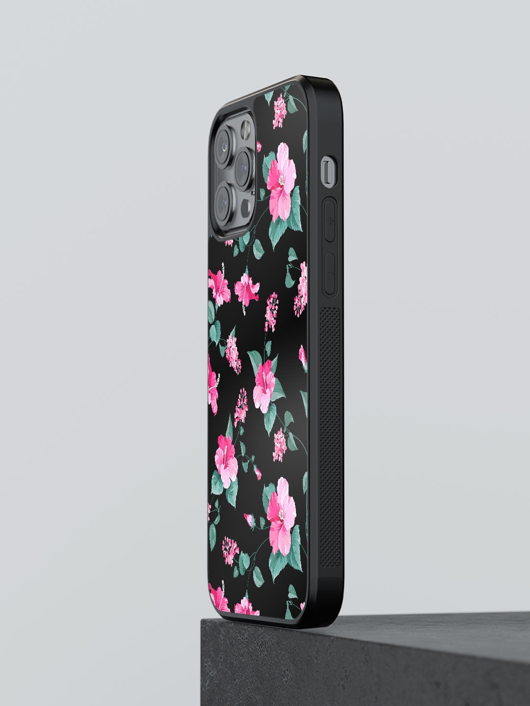 

macmerise Pink & Black SK Hibiscus Blush Printed iPhone 12 Pro Back Case