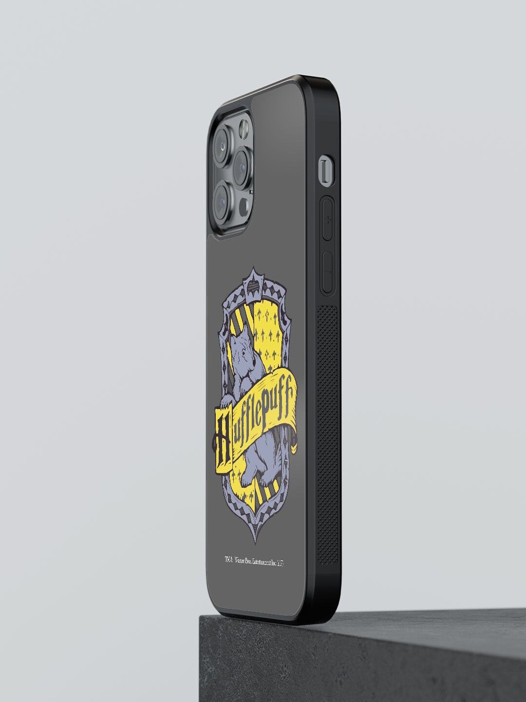

macmerise Grey & Yellow Printed Crest Hufflepuff Design iPhone 12 Pro Bumper Phone Back Case