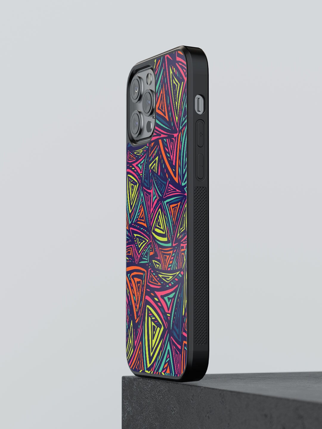 

macmerise Blue & Purple Neon Angles Design Printed iPhone 12 Pro Back Case