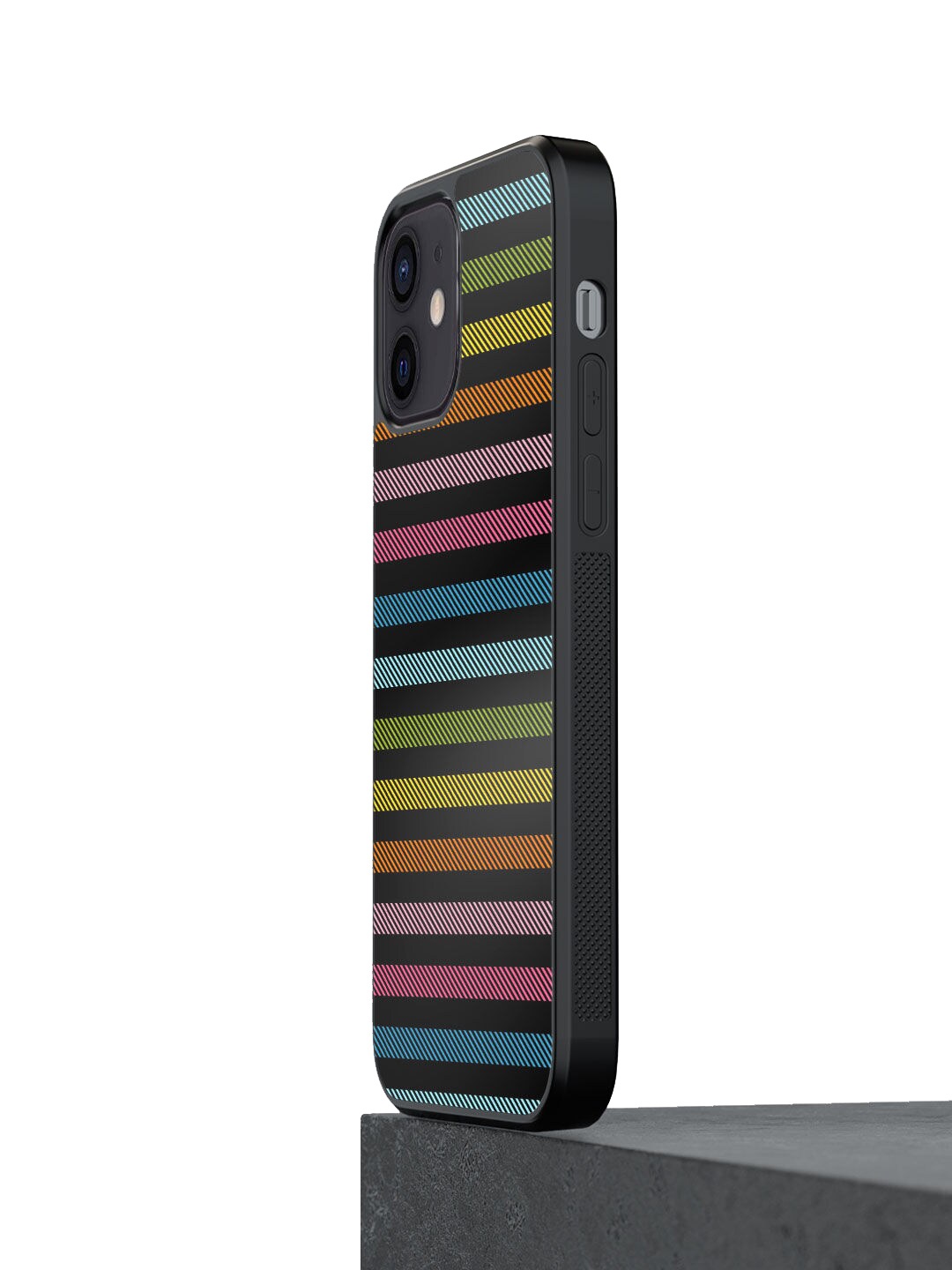 

macmerise Black Striped Rubber iPhone 12 Mini Bumper Phone Back Case