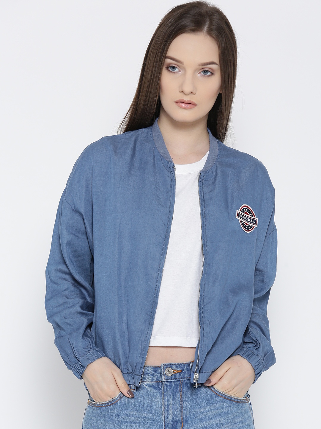 

FOREVER 21 Women Blue Solid Jacket