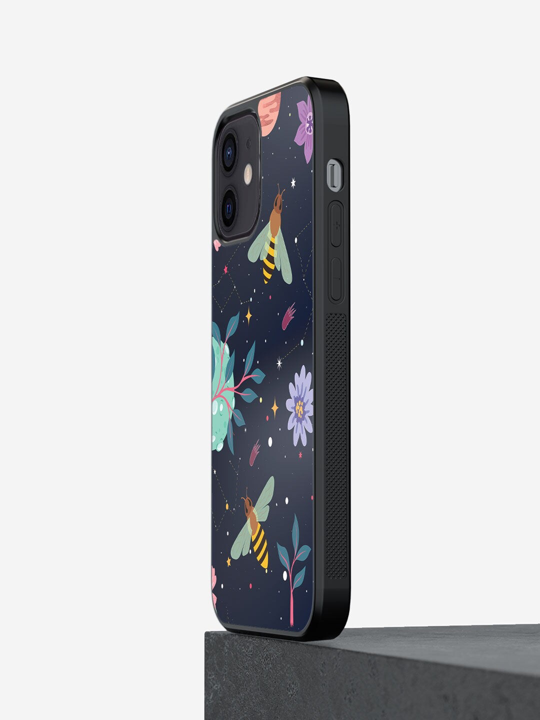 

macmerise Blue & Green Space Bees Design Printed iPhone 12 Pro Mini Bumper Case
