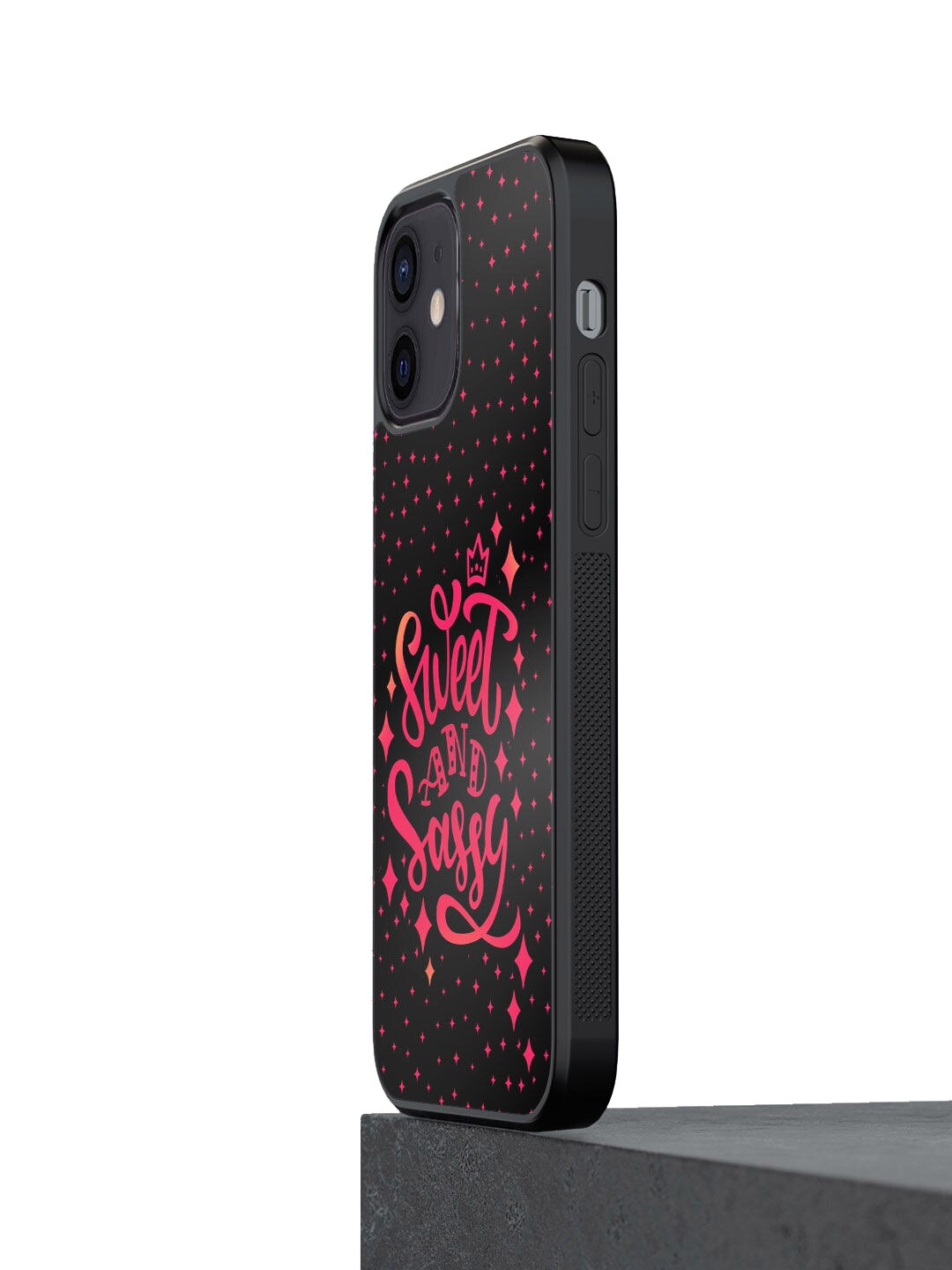

macmerise Black & Pink Printed iPhone 12 Mini Bumper Phone Back Case