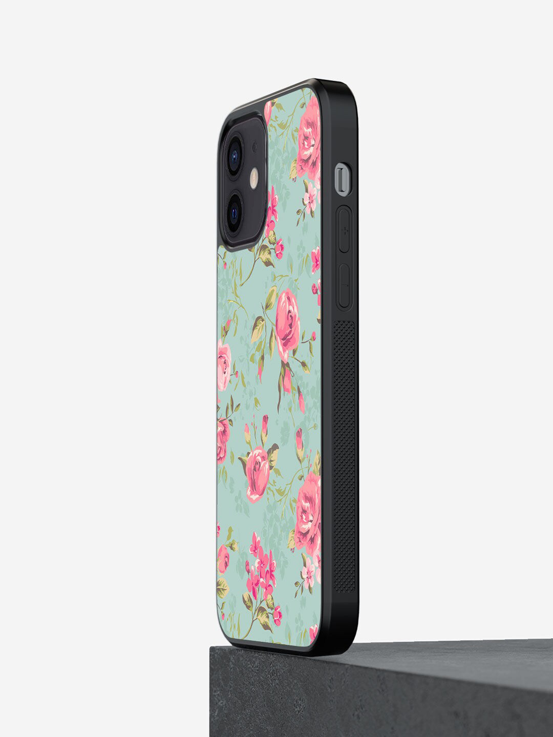 

macmerise Teal & Pink Flowers Design iPhone 12 Mini Back Case, Green