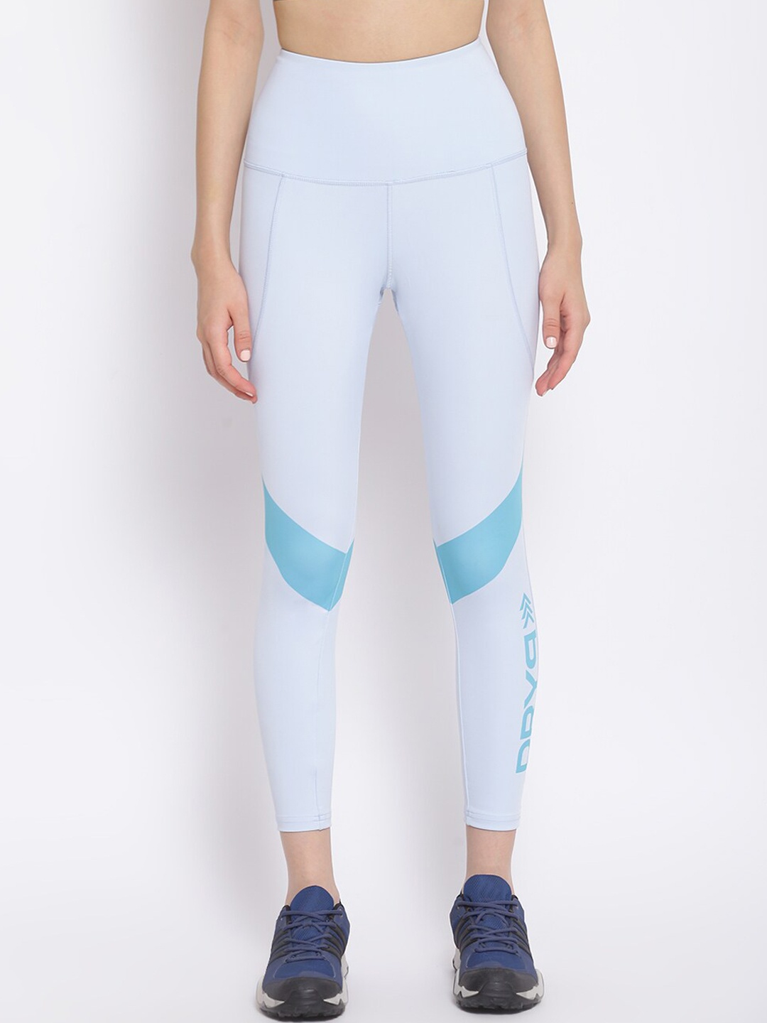 

DRYP EVOLUT Women Turquoise Blue Printed Polyester Training or Gym Tights