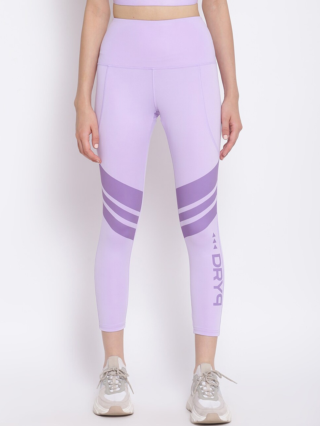 

DRYP EVOLUT Women Purple Printed Polyester Training or Gym Tights