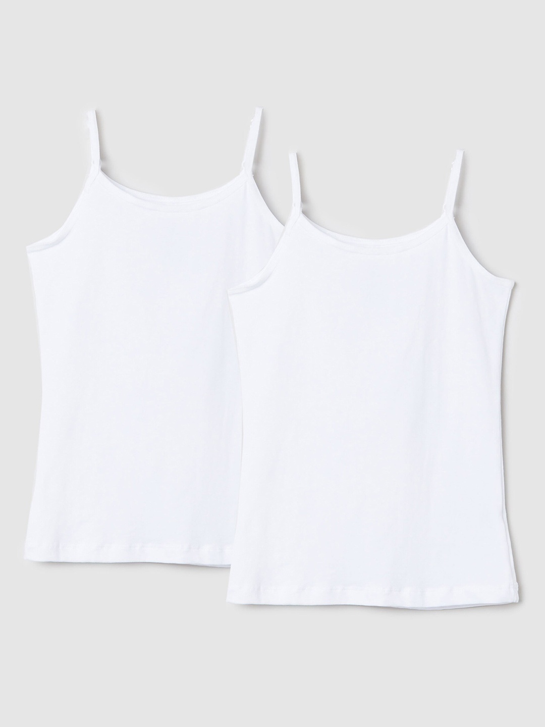 

max Girls White Solid Cotton Lycra Camisoles