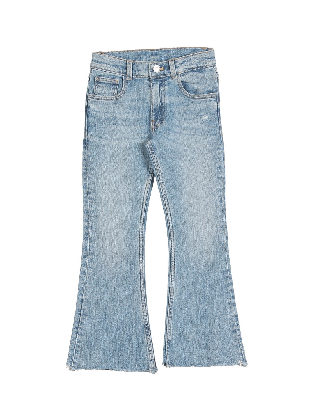 

Lil Lollipop Girls Blue Bootcut Low Distress Heavy Fade Light Shade Cotton Jeans