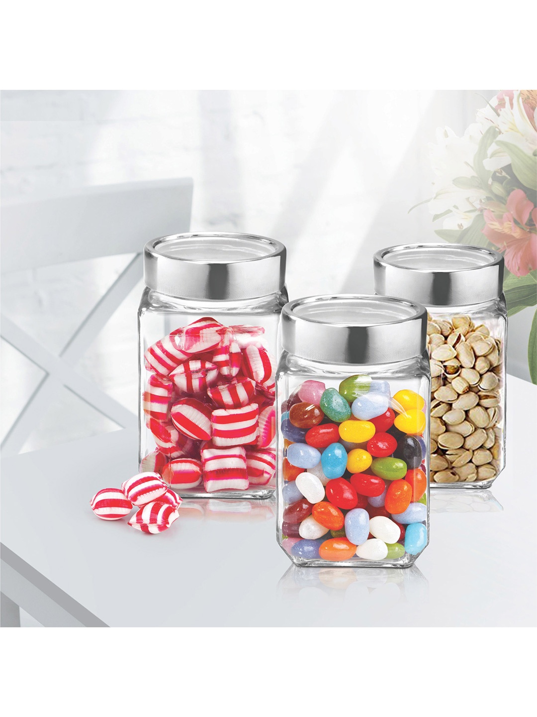 

Treo Set of 6 Cube Storage Glass Jars 310ML Each, Transparent