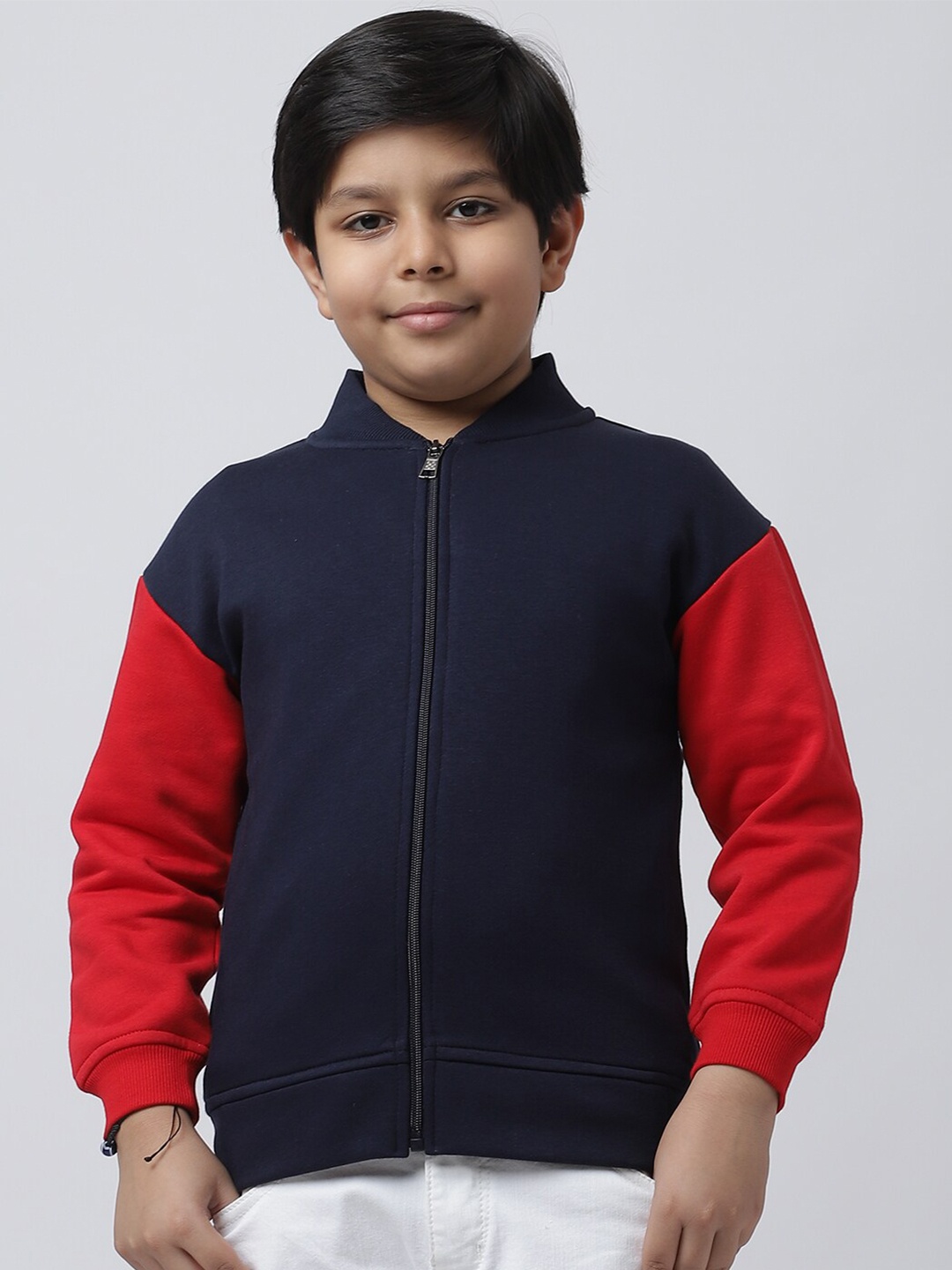 

Rute Boys Navy Blue Colourblocked Cotton Sweatshirt