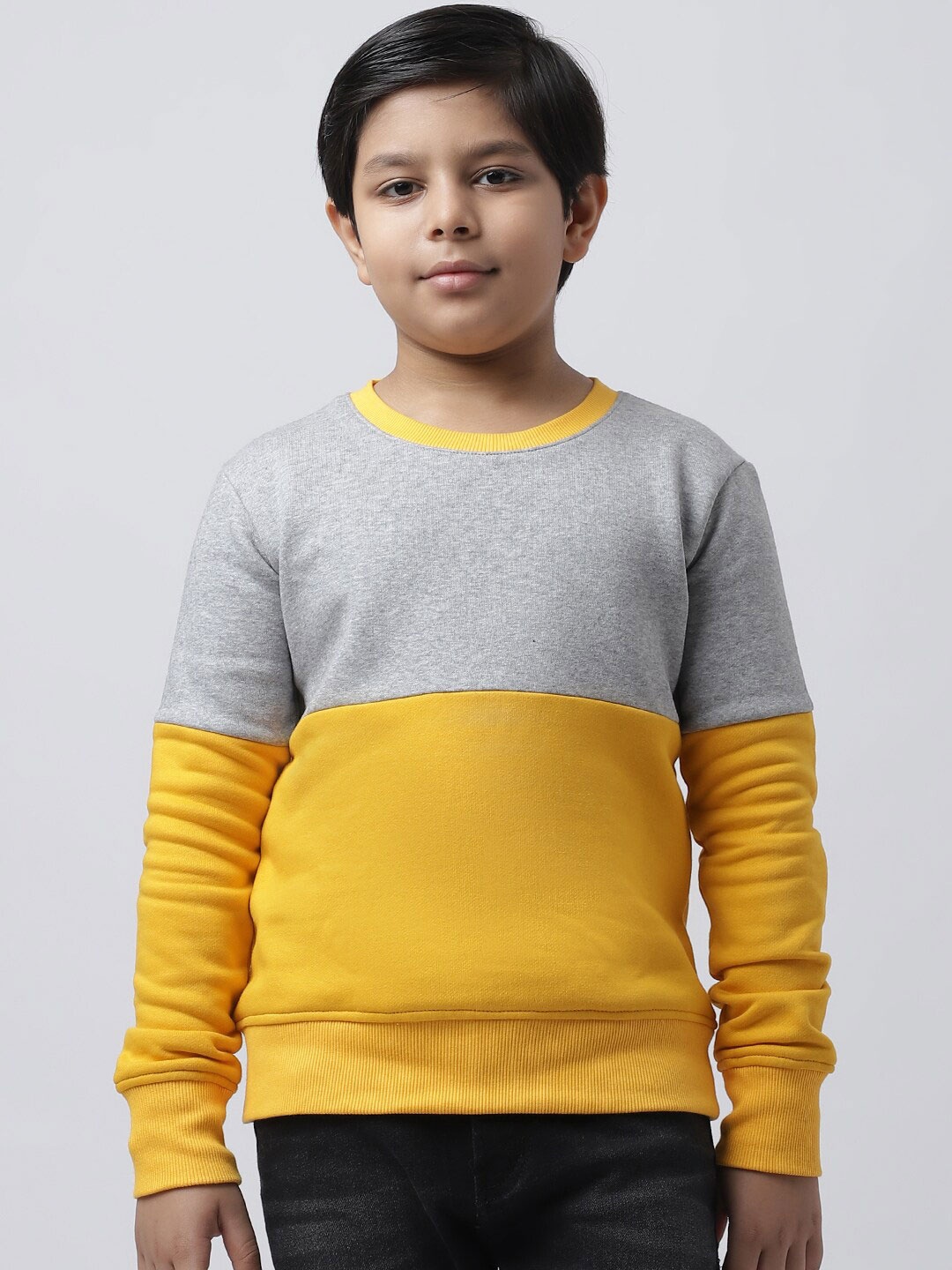 

Rute Boys Yellow & Grey Colourblocked Fleece Sweatshirt