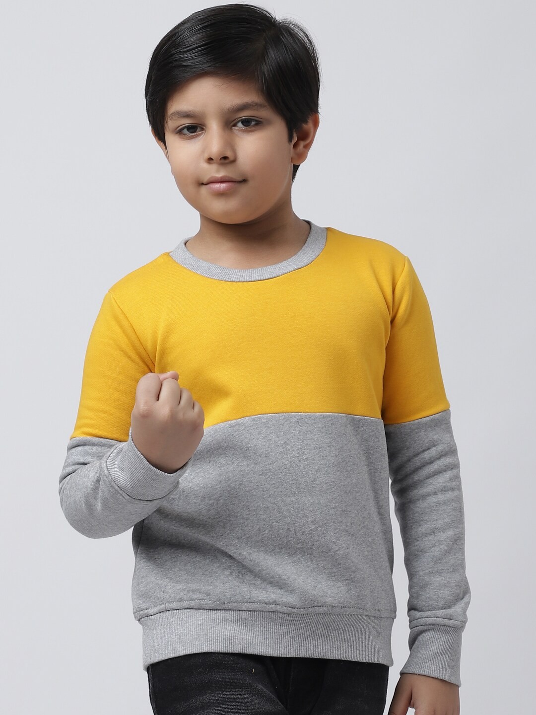 

Rute Boys Yellow & Grey Colourblocked Fleece Sweatshirt