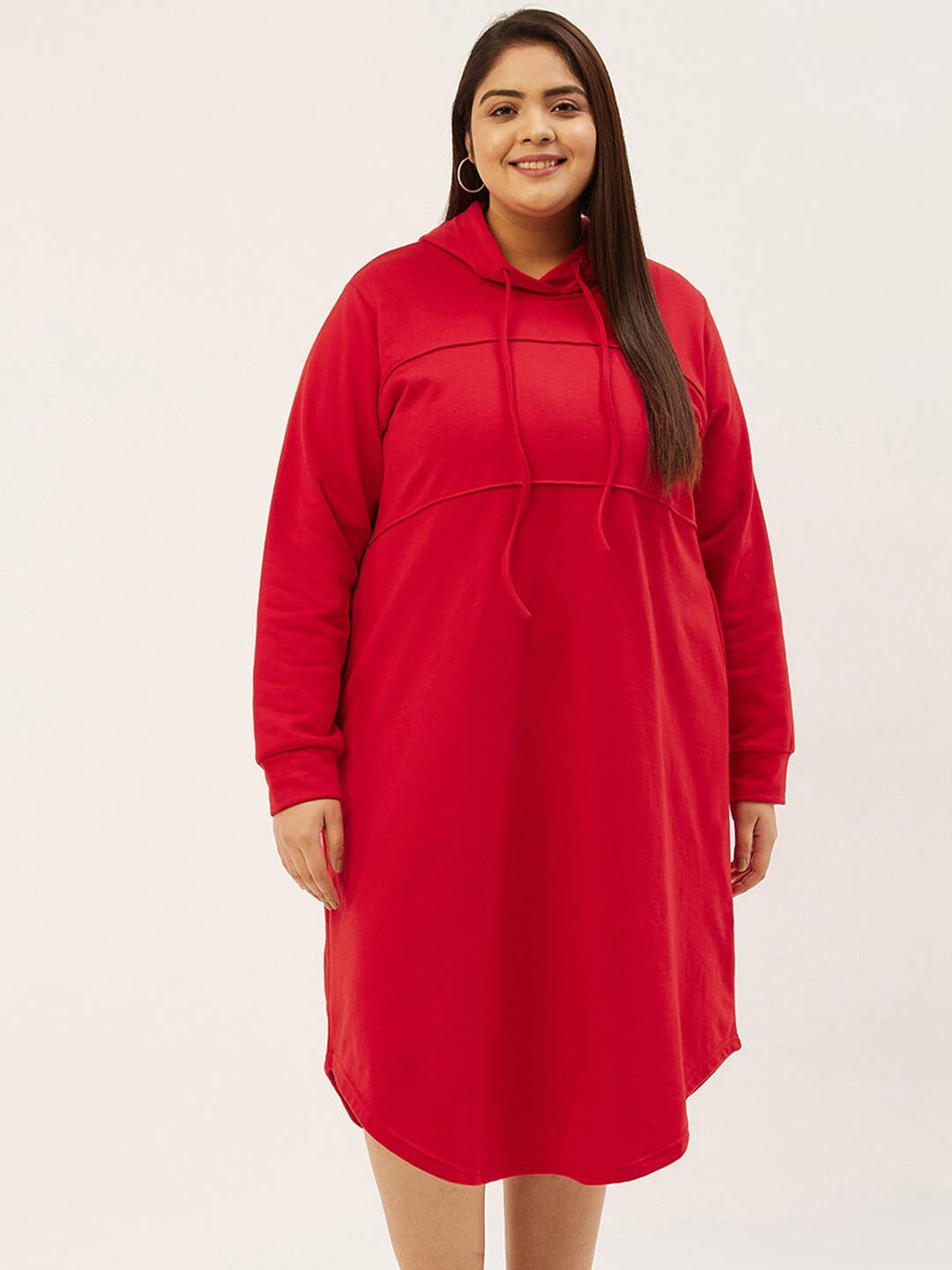 

theRebelinme Red A-Line Midi Cotton Dress