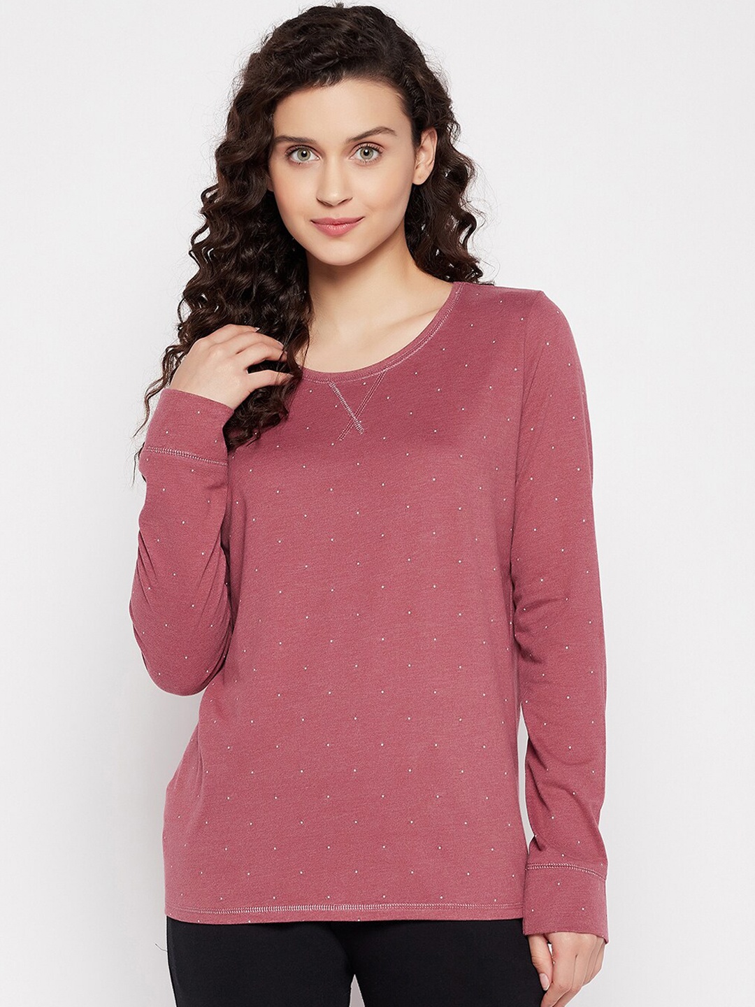 

Clovia Women Maroon Printed Lounge Tshirts