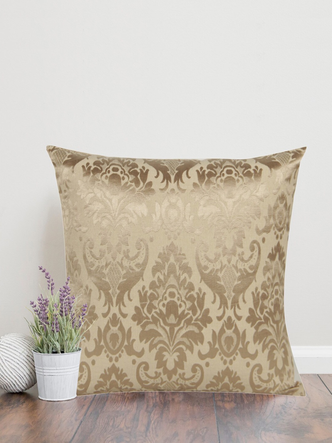 

Home Gold-Toned Square Printed Self Design Cushion Covers